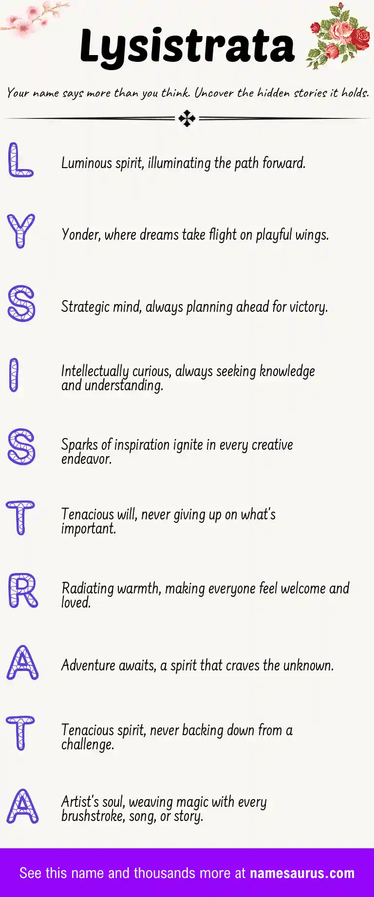 Acrostic poem about Lysistrata.