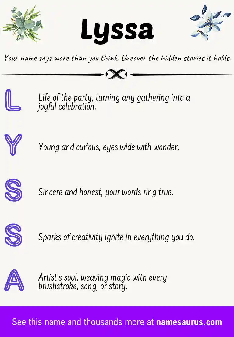 Acrostic poem about Lyssa.