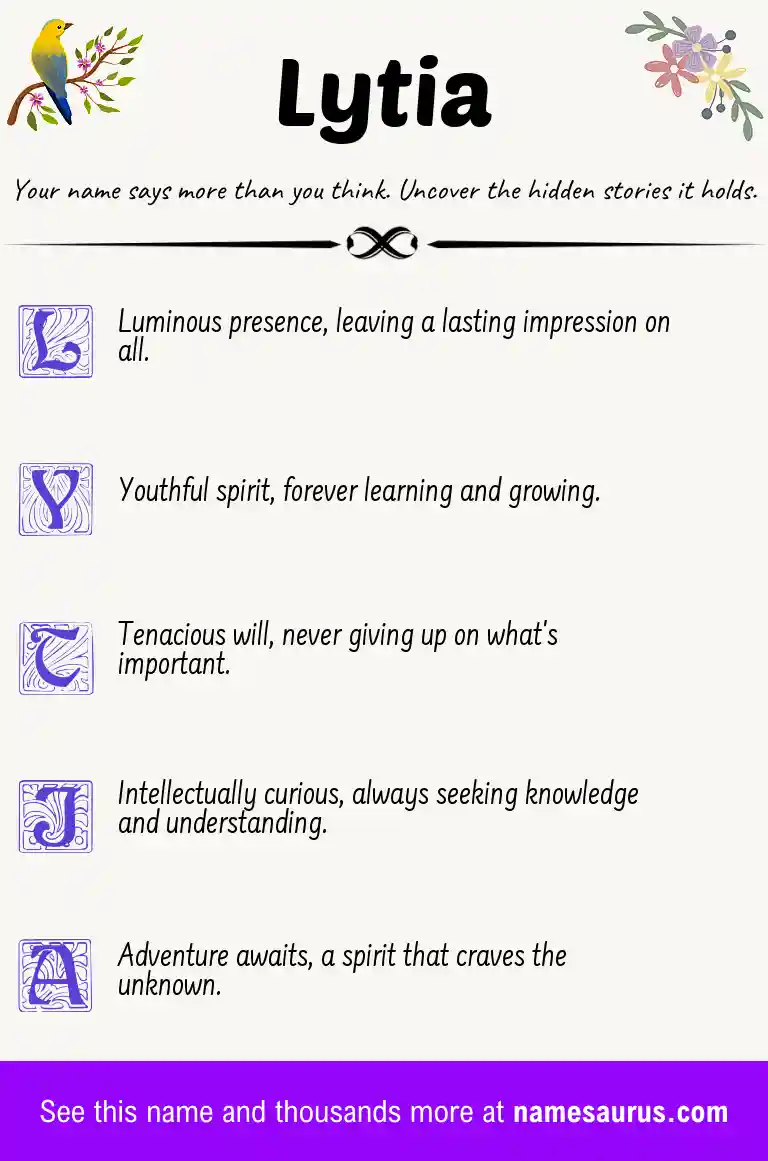Acrostic poem about Lytia.
