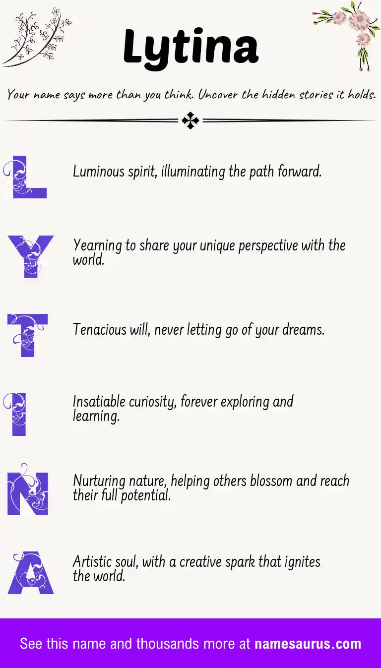 Acrostic poem about Lytina.