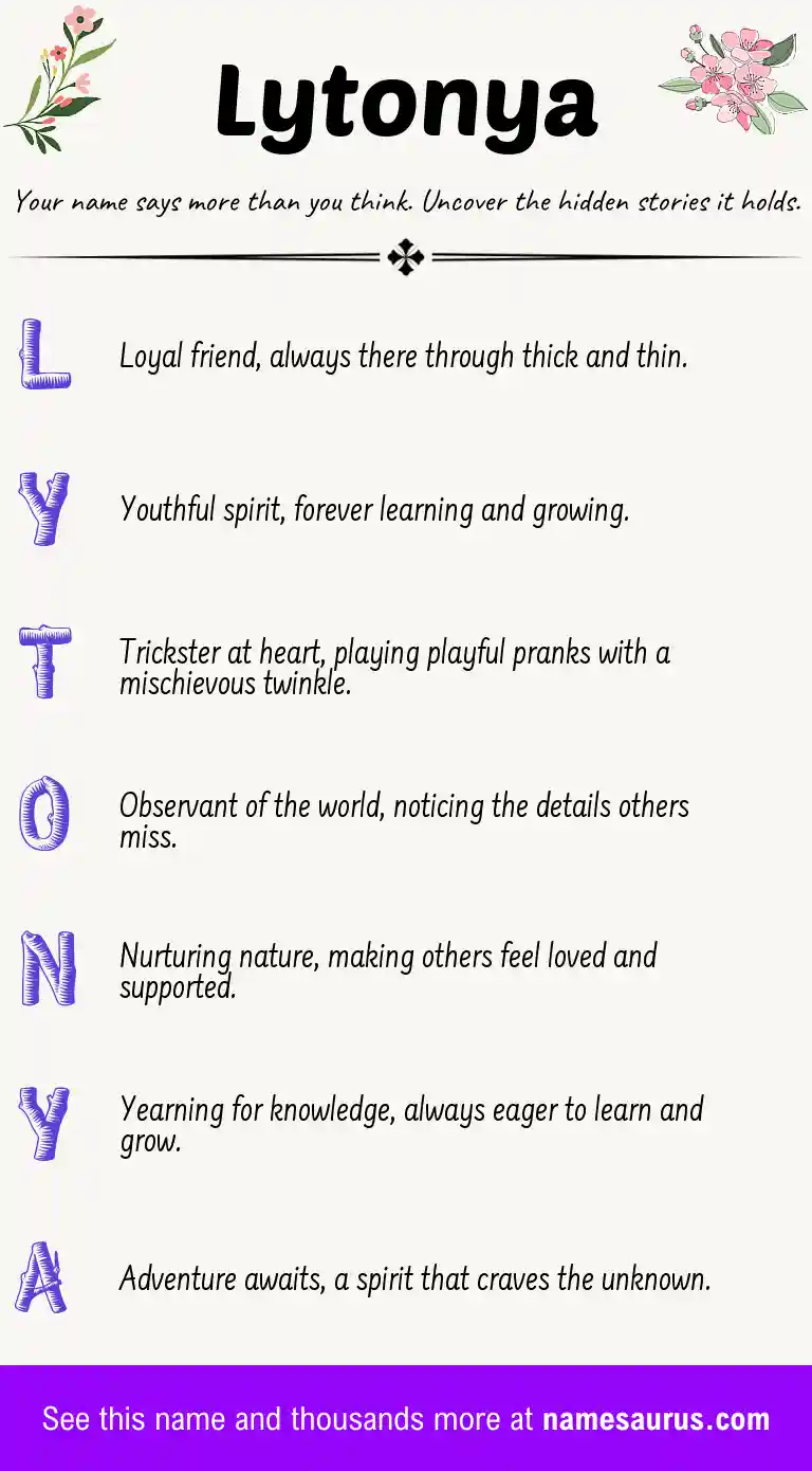 Acrostic poem about Lytonya.