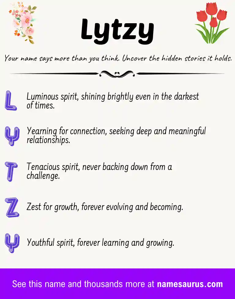 Acrostic poem about Lytzy.