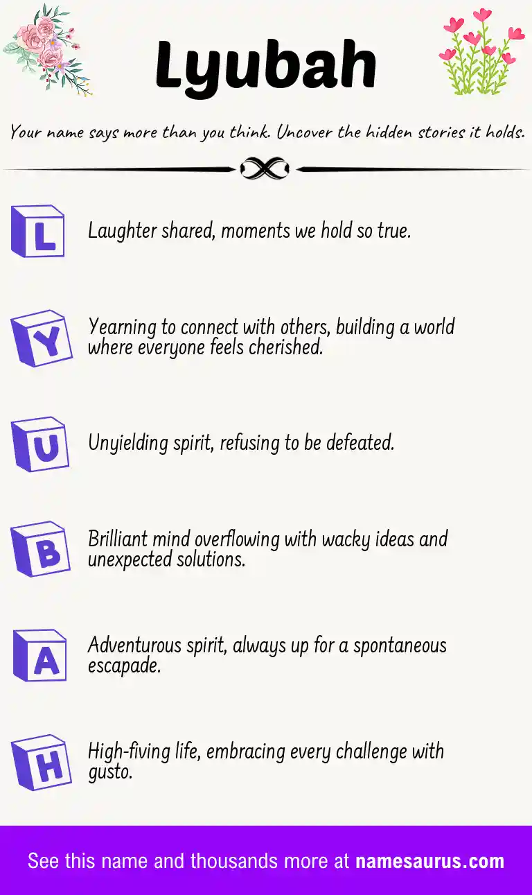 Acrostic poem about Lyubah.