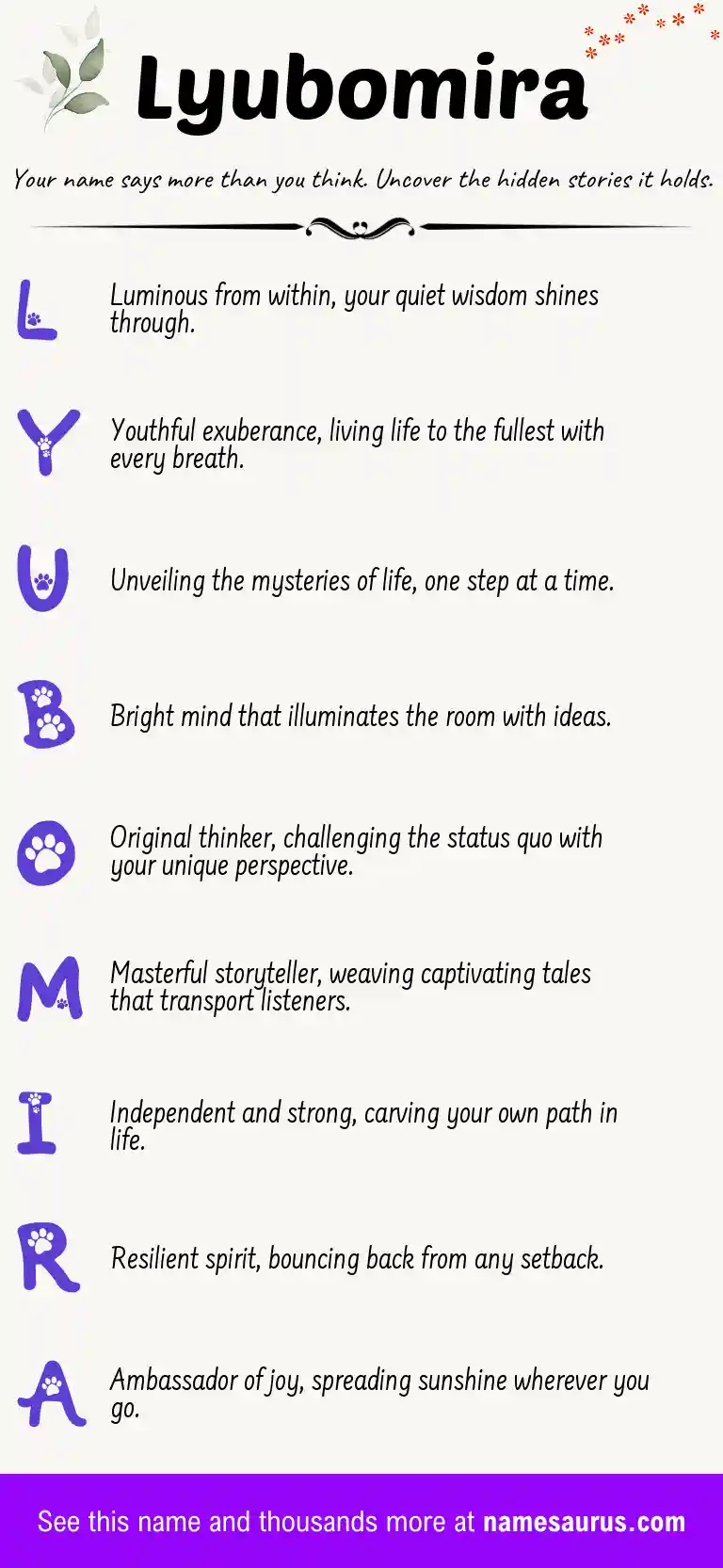 Acrostic poem about Lyubomira.