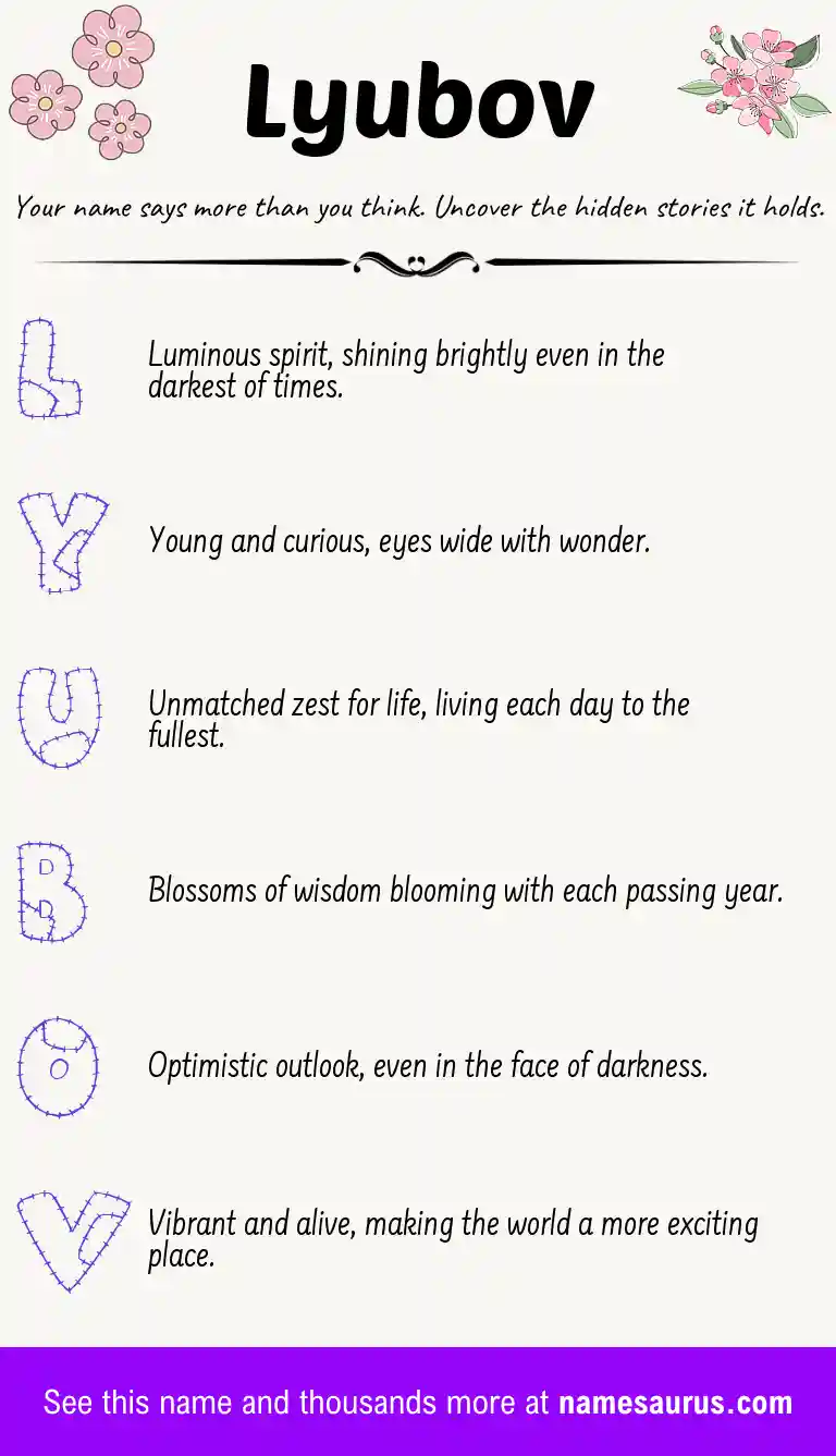 Acrostic poem about Lyubov.