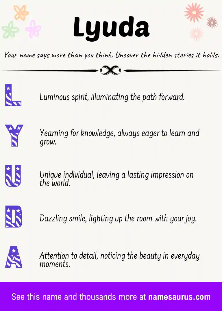 Acrostic poem about Lyuda.