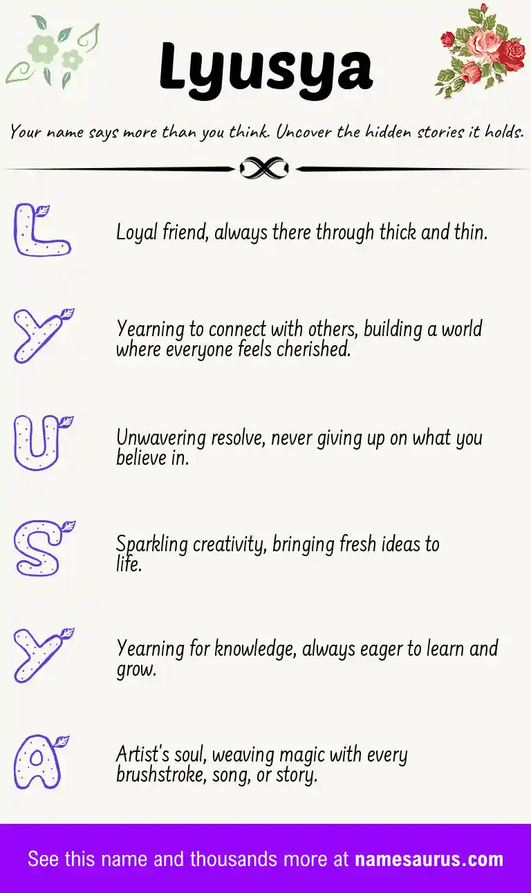 Acrostic poem about Lyusya.
