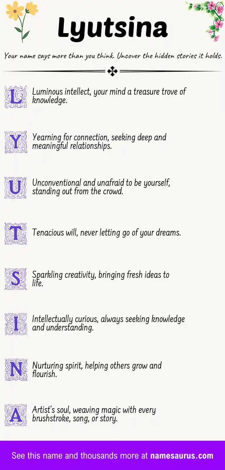 Acrostic poem about Lyutsina.