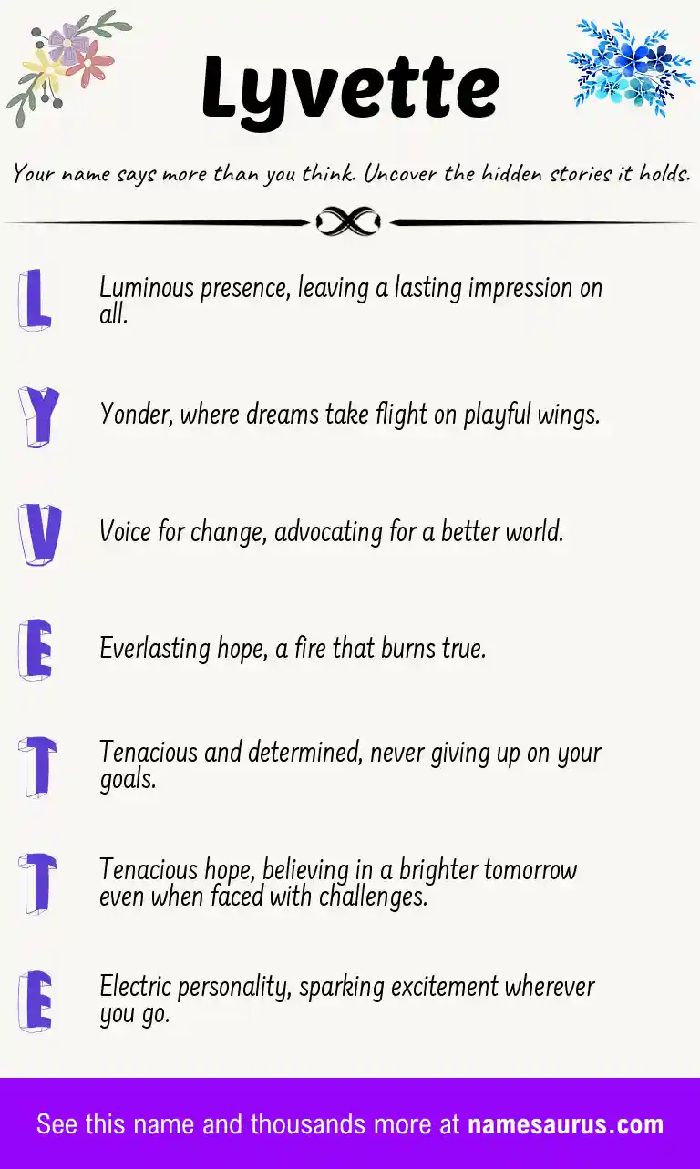 Acrostic poem about Lyvette.