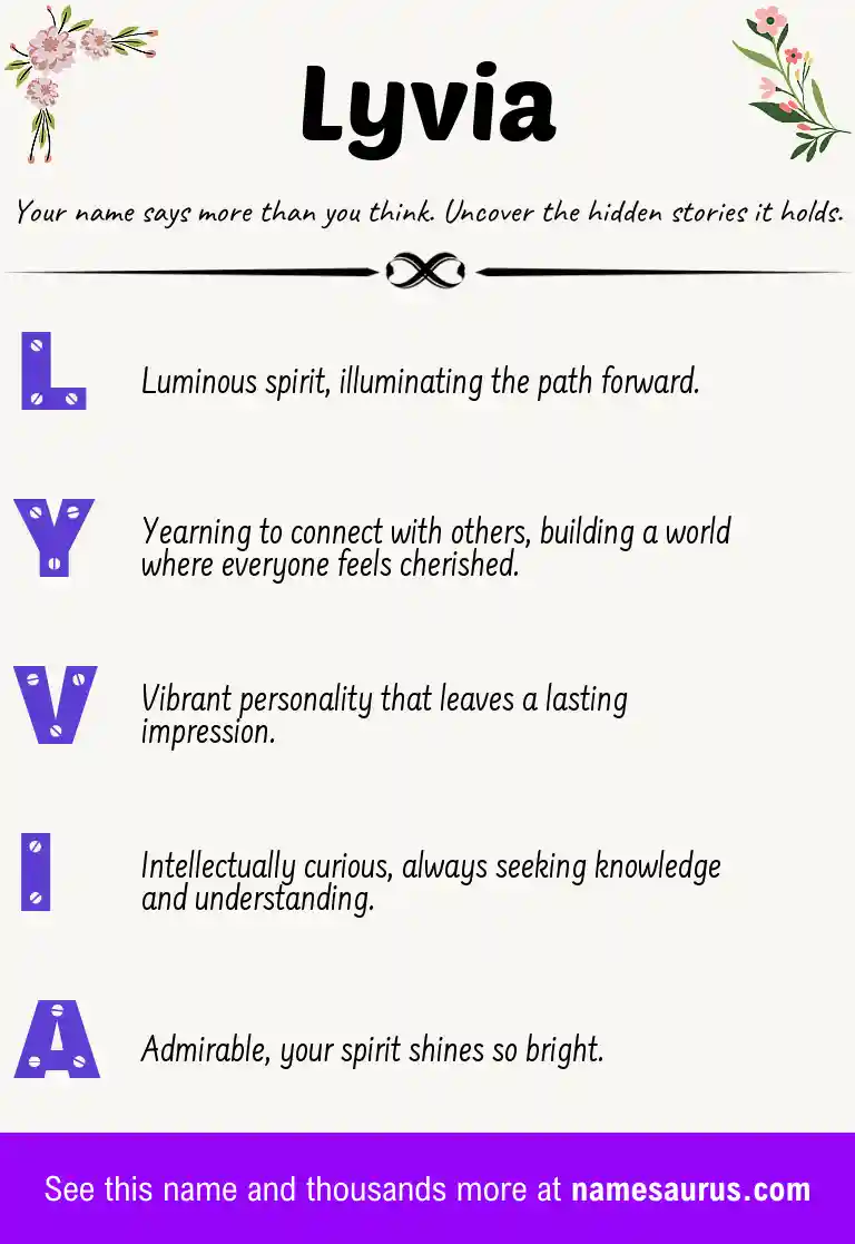 Acrostic poem about Lyvia.