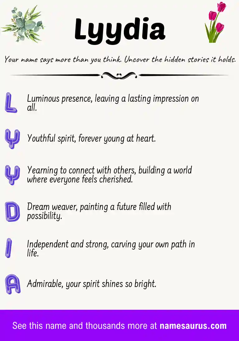 Acrostic poem about Lyydia.