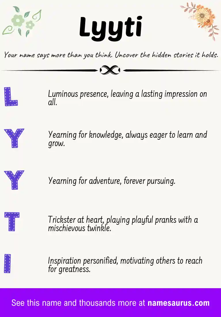 Acrostic poem about Lyyti.