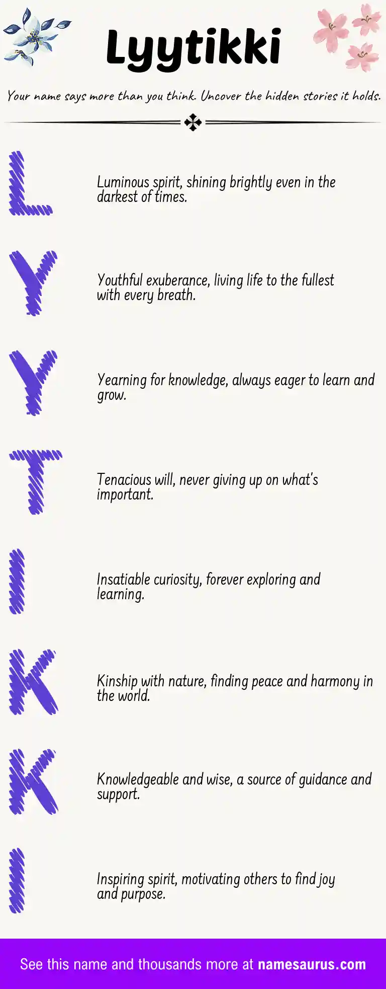 Acrostic poem about Lyytikki.