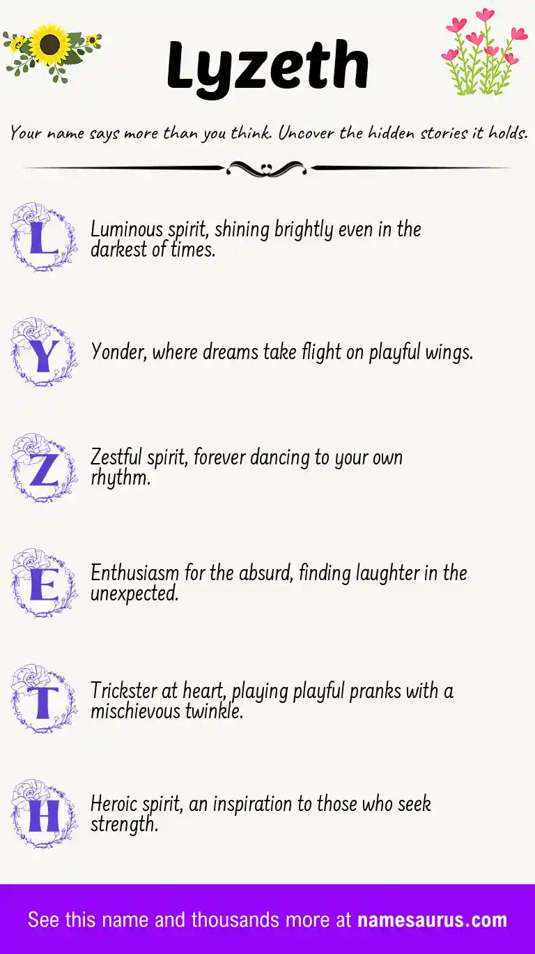 Acrostic poem about Lyzeth.