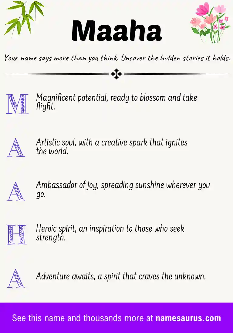 Acrostic poem about Maaha.
