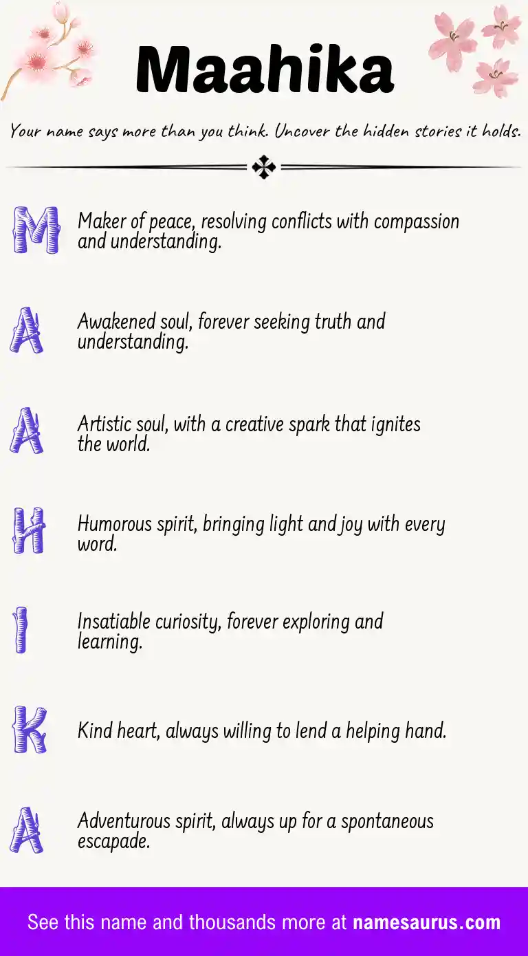Acrostic poem about Maahika.