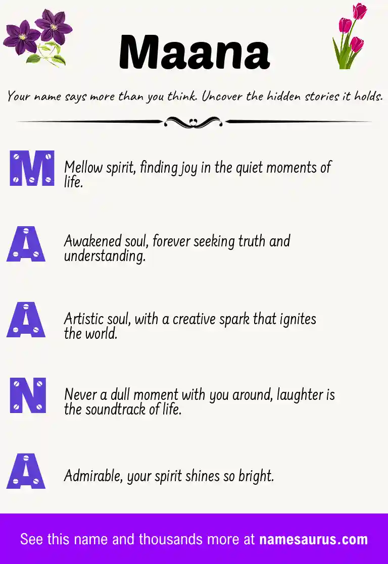 Acrostic poem about Maana.