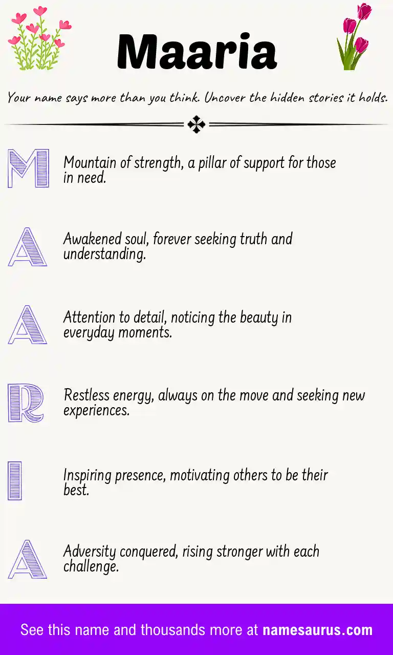 Acrostic poem about Maaria.