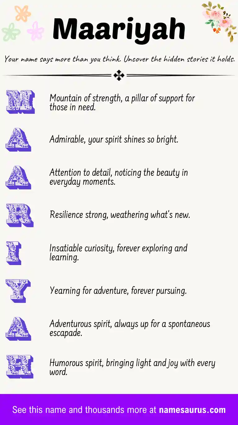 Acrostic poem about Maariyah.
