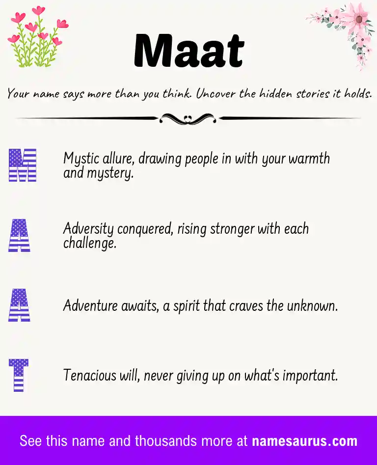 Acrostic poem about Maat.