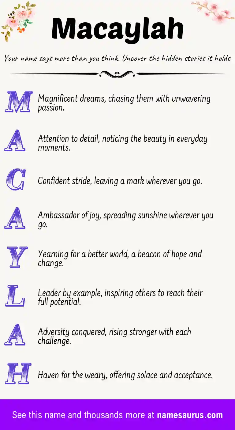 Acrostic poem about Macaylah.