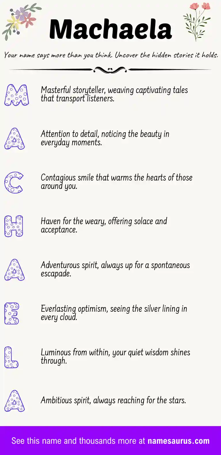 Acrostic poem about Machaela.