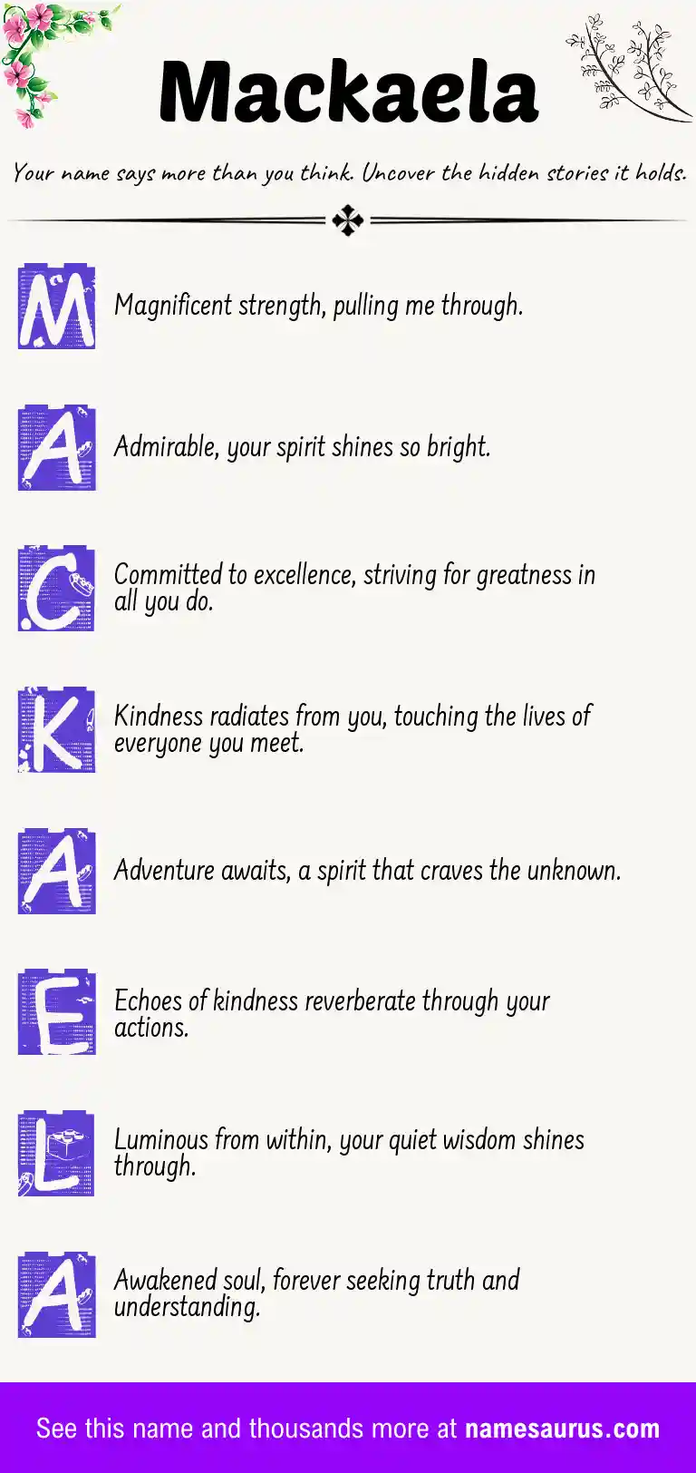 Acrostic poem about Mackaela.