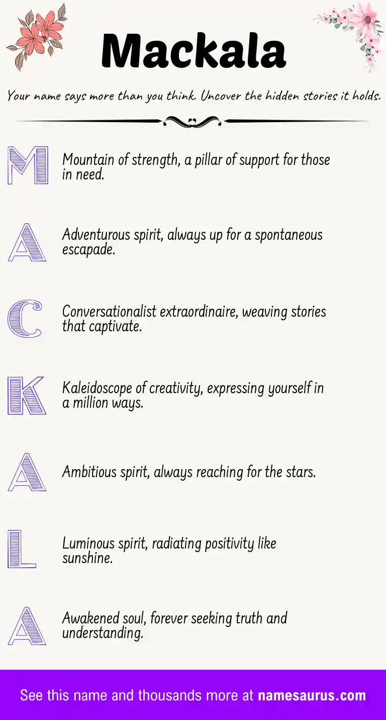 Acrostic poem about Mackala.