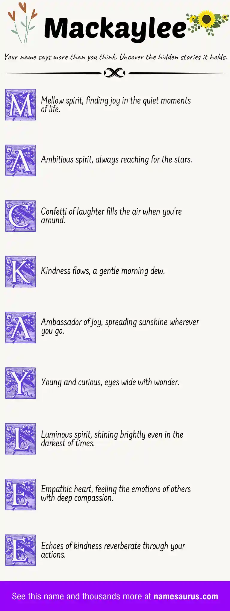 Acrostic poem about Mackaylee.