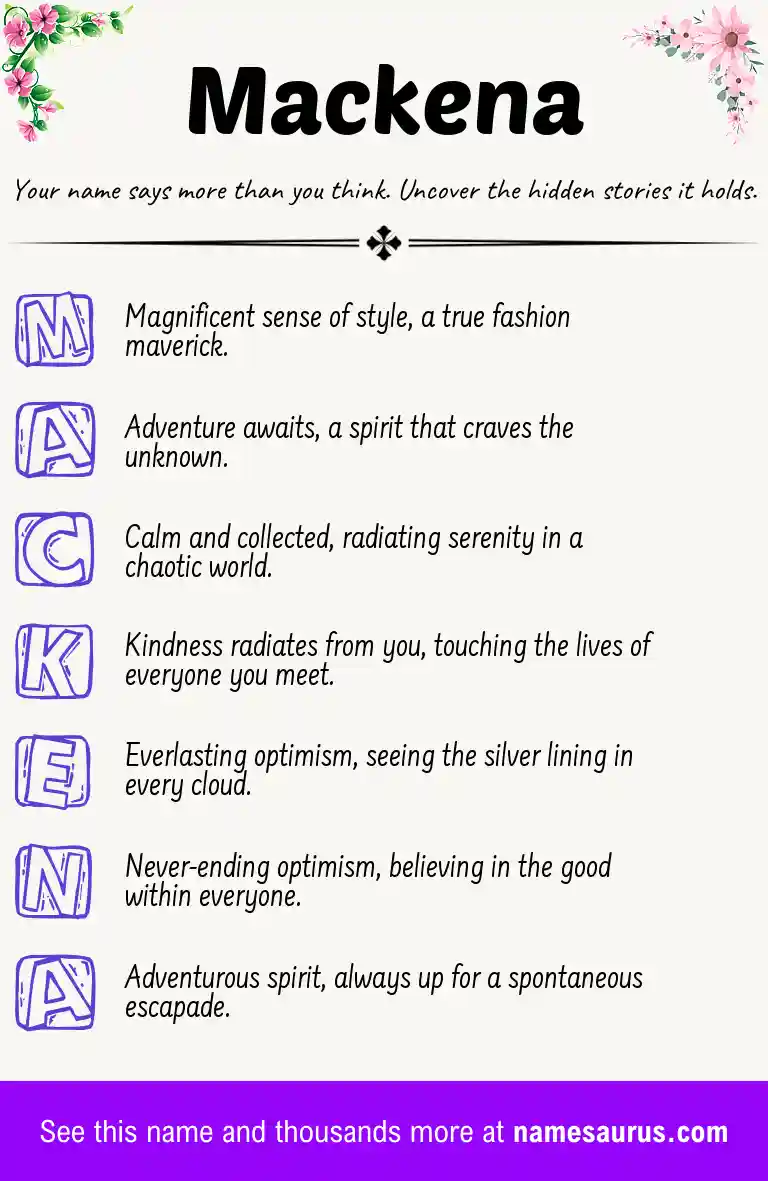 Acrostic poem about Mackena.