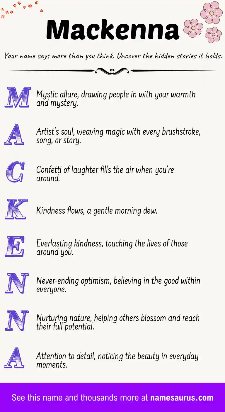 Acrostic poem about Mackenna.