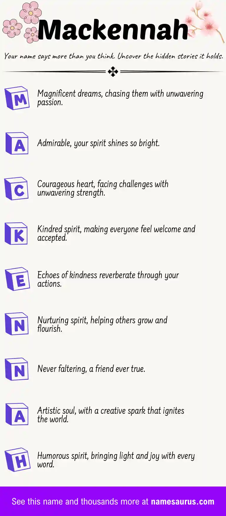 Acrostic poem about Mackennah.