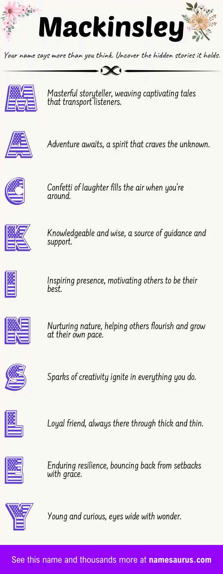 Acrostic poem about Mackinsley.