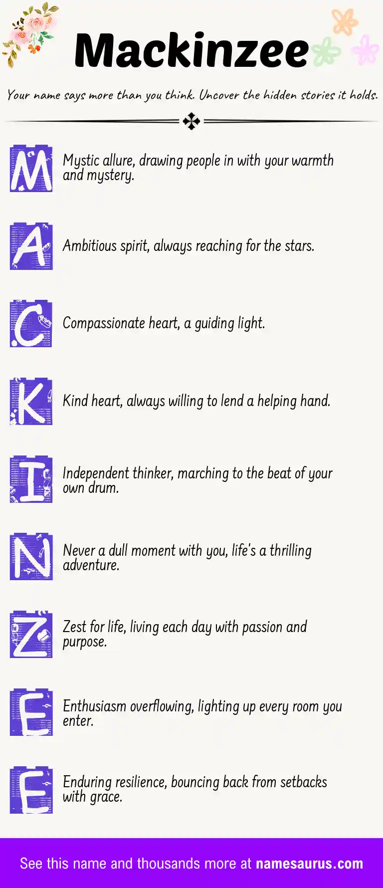 Acrostic poem about Mackinzee.
