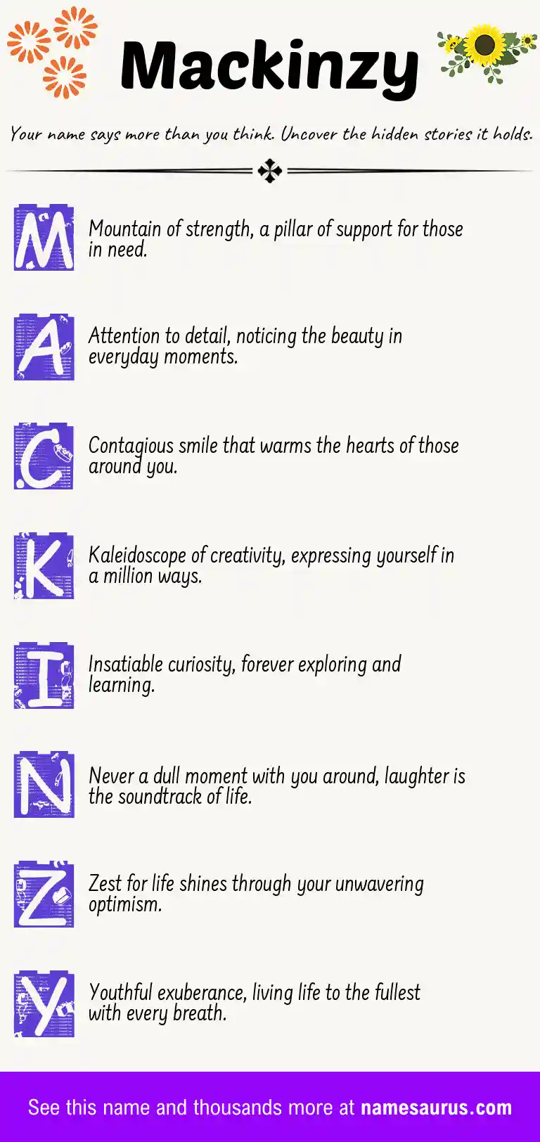 Acrostic poem about Mackinzy.