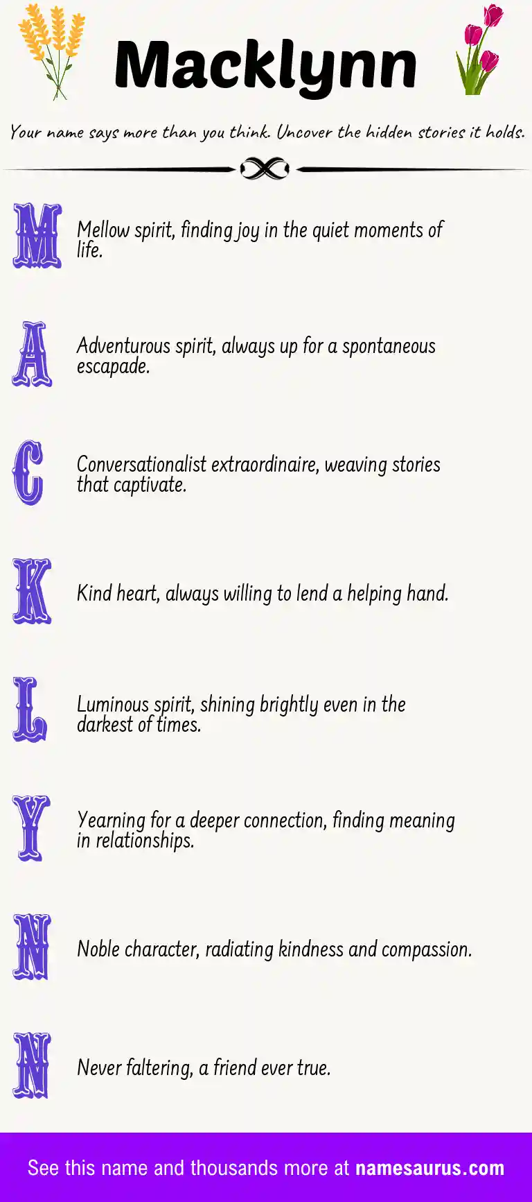 Acrostic poem about Macklynn.