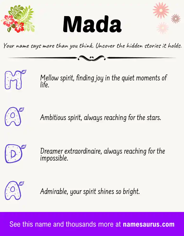 Acrostic poem about Mada.