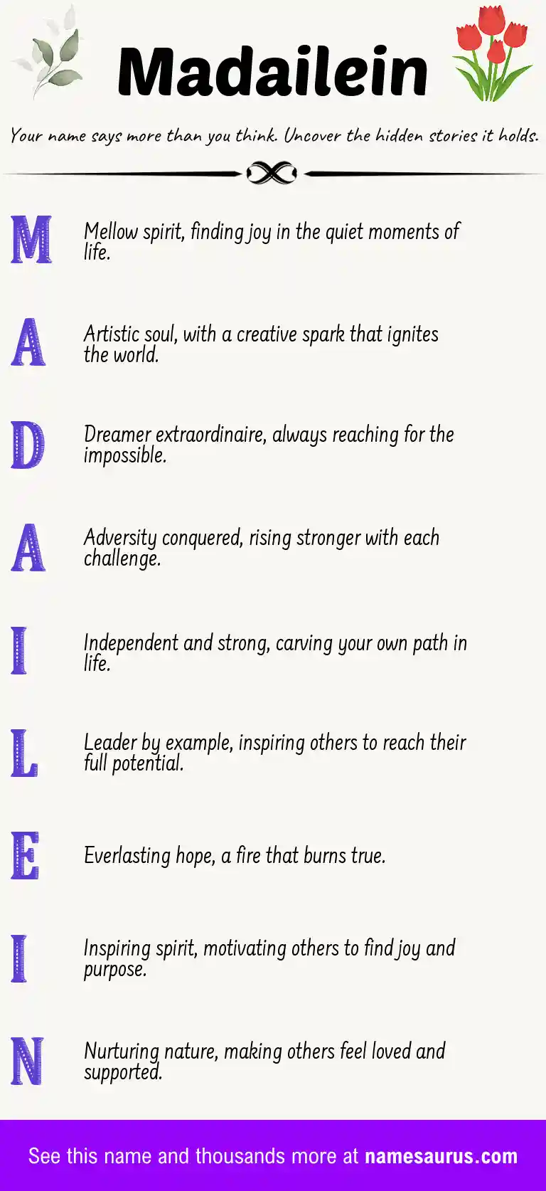 Acrostic poem about Madailein.