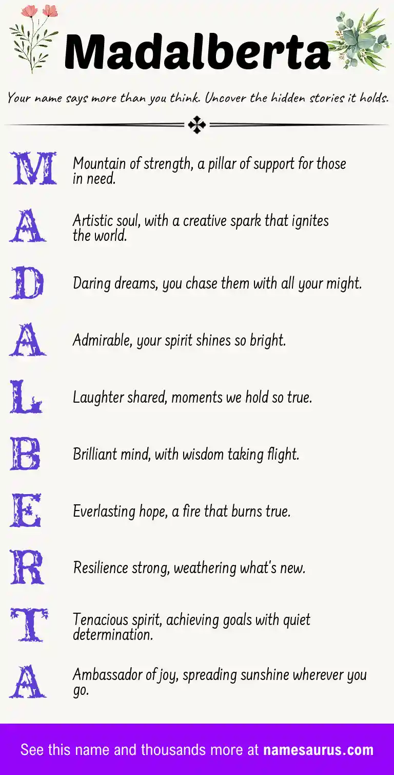 Acrostic poem about Madalberta.