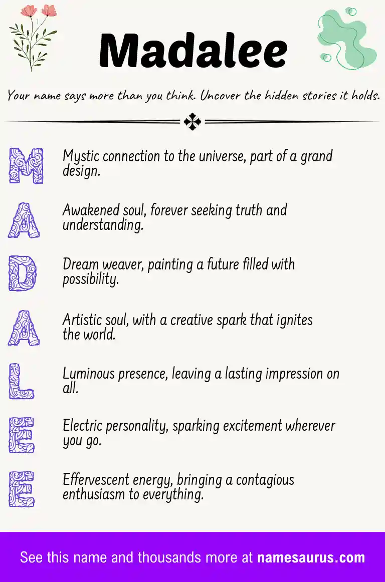 Acrostic poem about Madalee.