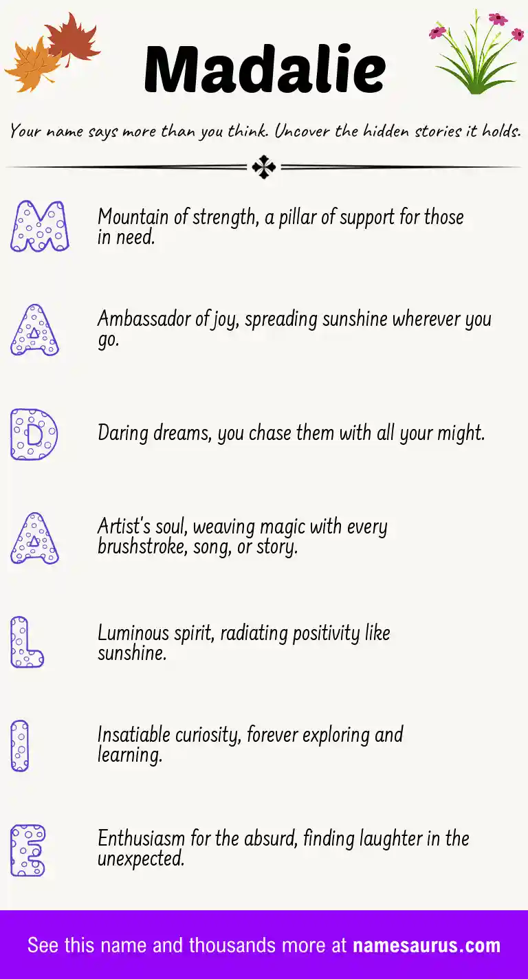 Acrostic poem about Madalie.