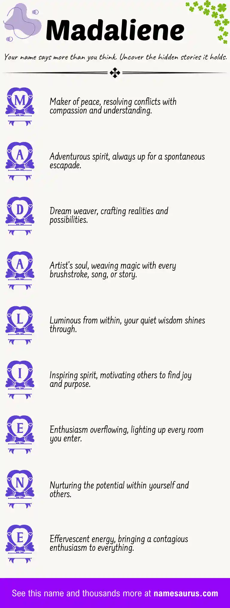 Acrostic poem about Madaliene.