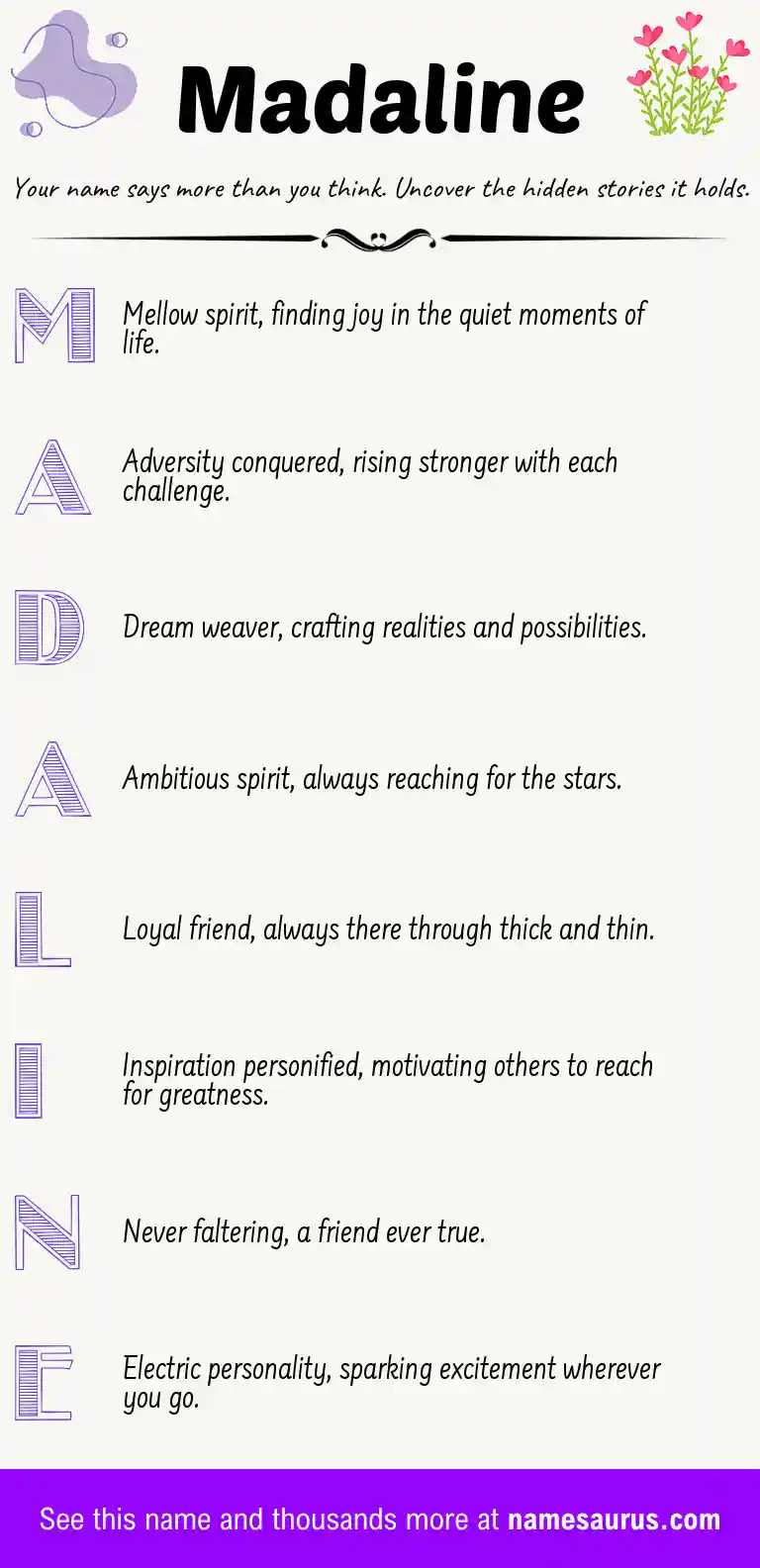 Acrostic poem about Madaline.