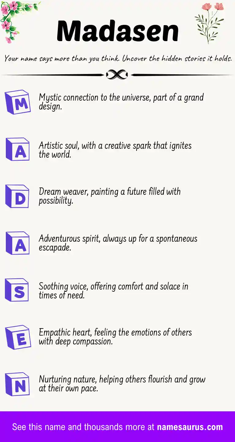 Acrostic poem about Madasen.