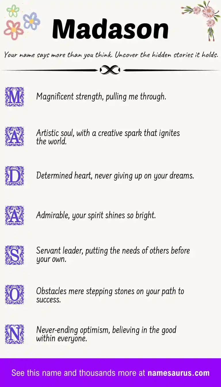Acrostic poem about Madason.