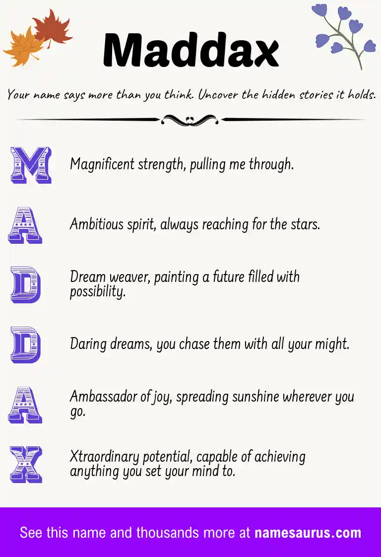 Acrostic poem about Maddax.