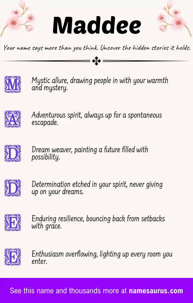 Acrostic poem about Maddee.