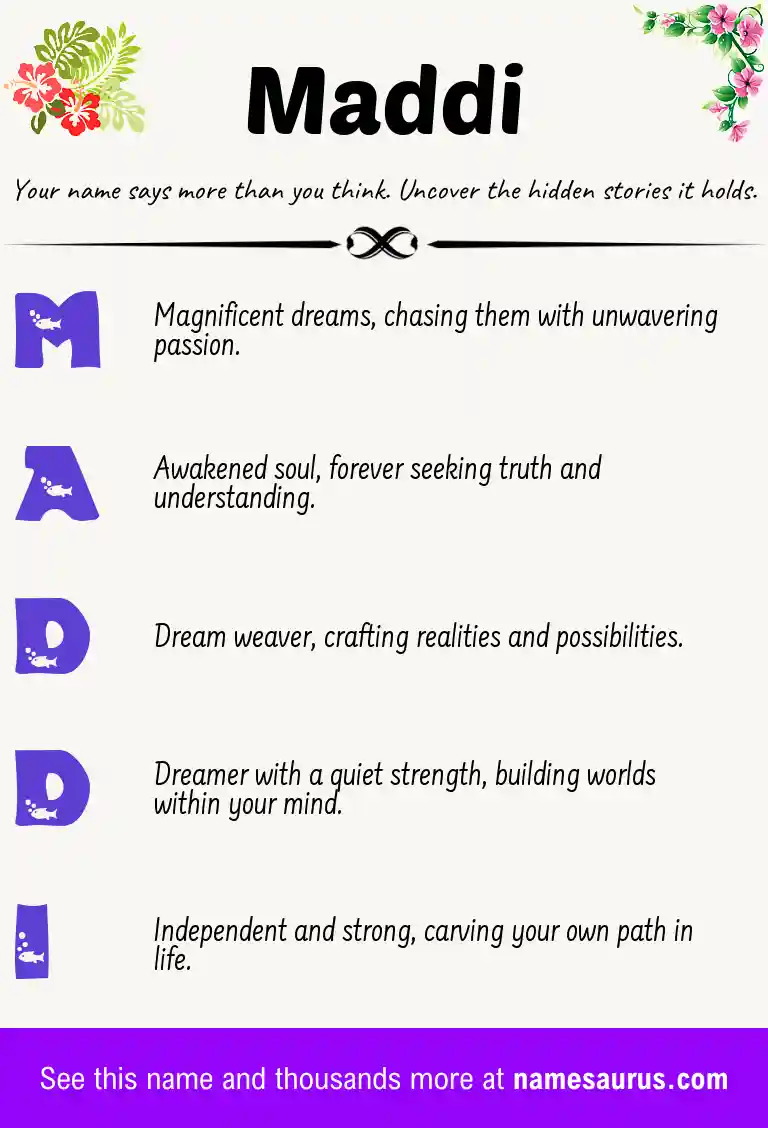 Acrostic poem about Maddi.