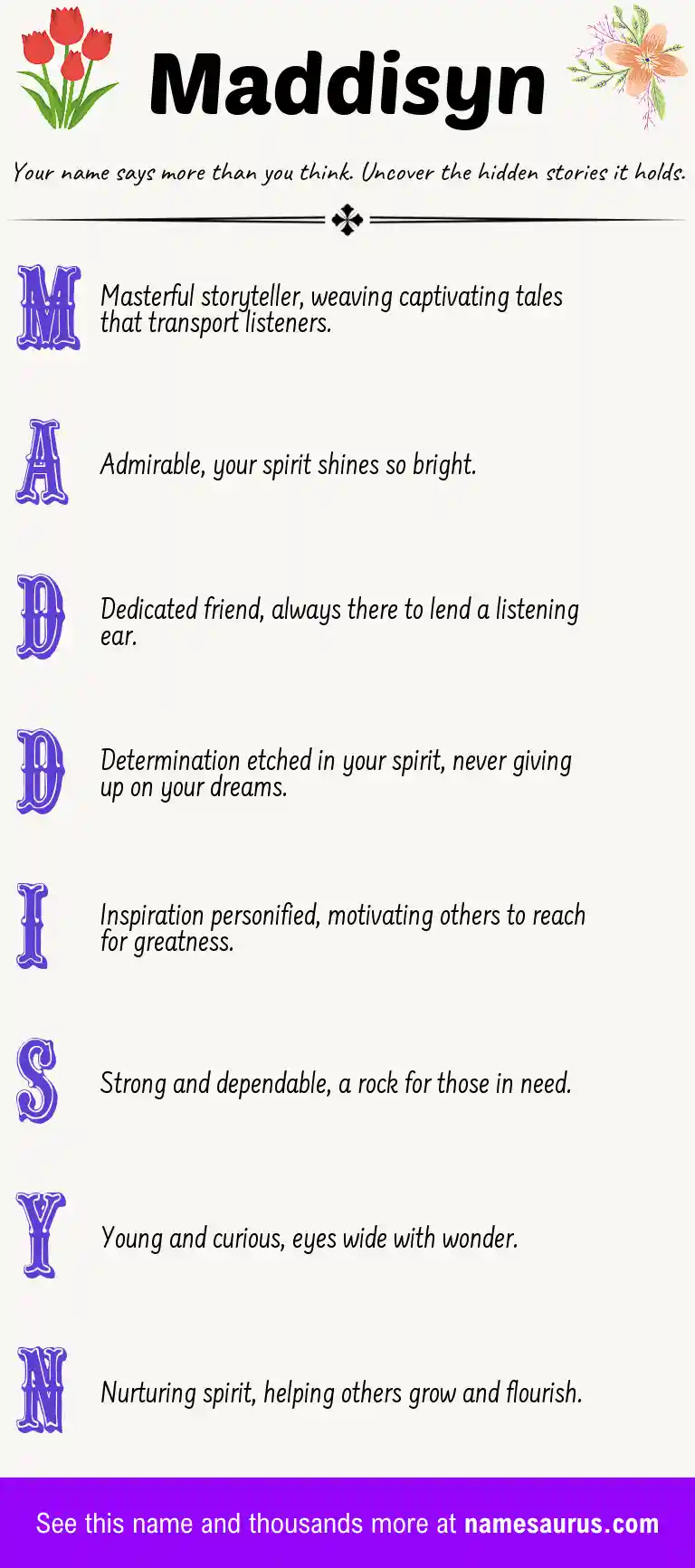 Acrostic poem about Maddisyn.