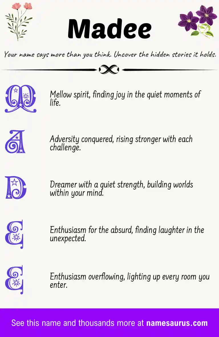 Acrostic poem about Madee.
